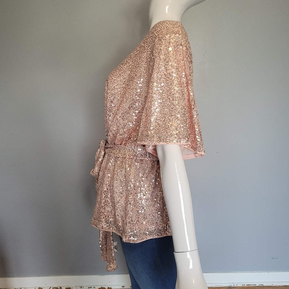 Grace Karin Pink Sequin Top with Belt, BNWOT, Size 2X - Picture 5 of 8